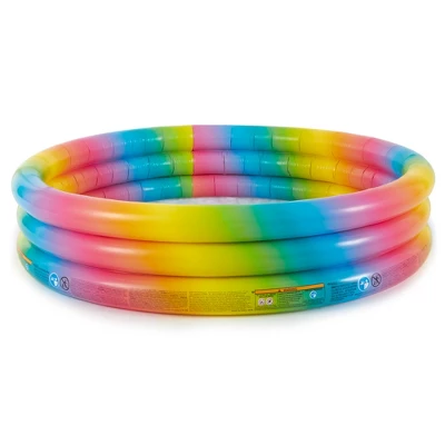 Intex 58449EP Rainbow Ombre 3 Ring Circular Inflatable Outdoor Swimming Pool With For Kids Ages 2 Years Or Older - Image 2