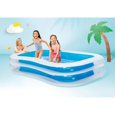 Intex Inflatable 8.5' X 5.75' Swim Center Family Pool For 2-3 Kids, Blue & White - Image 2