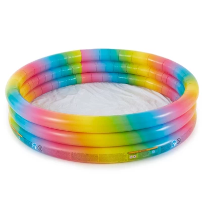 Intex 58449EP Rainbow Ombre 3 Ring Circular Inflatable Outdoor Swimming Pool With For Kids Ages 2 Years Or Older - Image 3