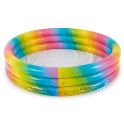 Intex 58449EP Rainbow Ombre 3 Ring Circular Inflatable Outdoor Swimming Pool With For Kids Ages 2 Years Or Older - Image 4