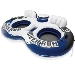 Intex River Run Inflatable 2 Person Pool Tube Float W/ Cooler + Single Float