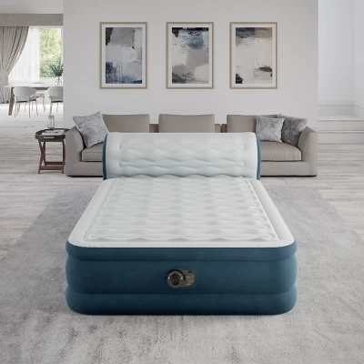 Intex 18" Pillow Top Air Mattress With Electric Pump And Headboard - Queen Size - Image 4
