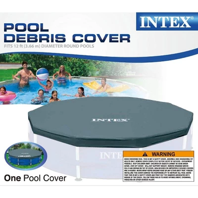 Intex 28031E 12 Foot Round Frame Set Easy Above Ground Swimming Pool Debris Cover With Tie-Down Ropes And Drain Holes, (Pool Sold Separately) - Image 3