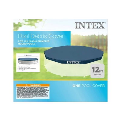 Intex 28031E 12 Foot Round Frame Set Easy Above Ground Swimming Pool Debris Cover With Tie-Down Ropes And Drain Holes, (Pool Sold Separately) - Image 2