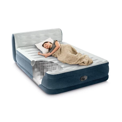 Intex 18" Pillow Top Air Mattress With Electric Pump And Headboard - Queen Size - Image 9