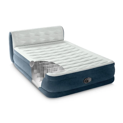 Intex 18" Pillow Top Air Mattress With Electric Pump And Headboard - Queen Size - Image 10