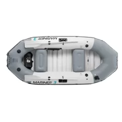 Intex Mariner 3, 3-Person Inflatable Dinghy Boat Set With Aluminum Oars And High Output Air Pump For River And Lake Fishing And Boating