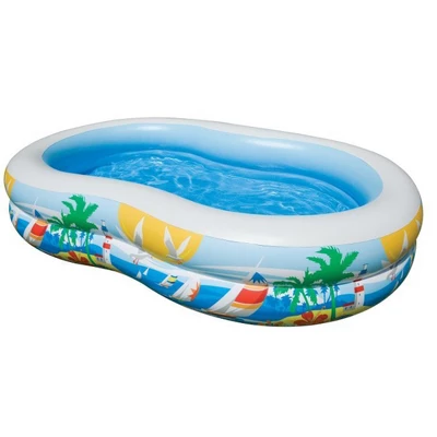 Intex 8.5’x5.25’x18” Seaside Paradise Inflatable Kiddie Pool & Electric Air Pump - Image 2