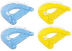 Intex Sit 'N Float Inflatable Lounges Blue And Yellow 4 Pack 60" X 39"