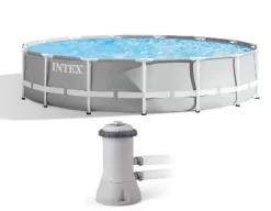 Intex 15ft X 42in Prism Frame Pool Set With Filter Pump, Ladder, Ground Cloth & Pool Cover