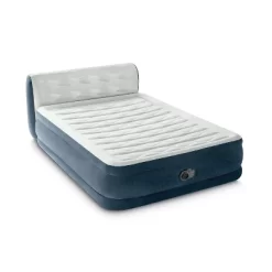 Intex 18" Pillow Top Air Mattress With Electric Pump And Headboard - Queen Size