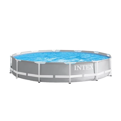 Intex 12ft X 30in Prism Frame Above Ground Pool W/ Pool Solar Cover Tarp, Blue