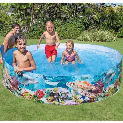Intex Deep Sea Blue 8 Feet X 18 Inch SnapSet Instant Round Above Ground Swimming Kiddie Pool For Kids Ages 3 Years And Up - Image 4