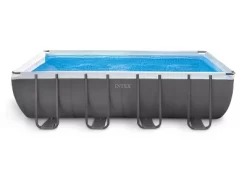 Intex 18'X9'X52" Ultra Frame Rectangular Pool Set Sand Filter Pump, Ladder, Ground Cloth & Cover