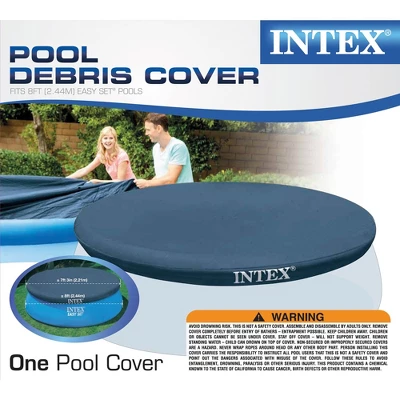 Intex 10' Easy Set Above Ground Swimming Pool Vinyl Round Cover Tarp + 8' Cover - Image 4