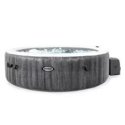 Intex PureSpa Greywood Deluxe 85" X 25" Outdoor Portable Inflatable 6 Person Round Hot Tub Bubble Jet Spa With 6 Type S1 Pool Filter Cartridges