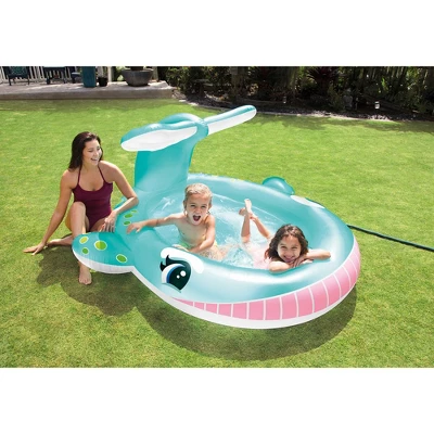 Intex 57440EP 79" X 77" X 36" Inflatable Whale Spray Kiddie Pool For Kids 2+