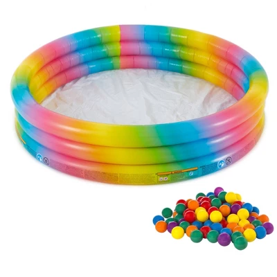 Intex 58449EP Rainbow Ombre 3 Ring Circular Inflatable Outdoor Swimming Pool With For Kids Ages 2 Years Or Older - Image 6