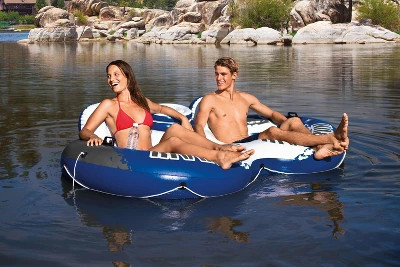 Intex River Run II Inflatable 2 Person Float W/ Cooler And 6 Single Rider Floats - Image 3