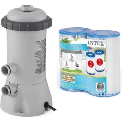Intex 530GPH Filter Pump And Type A Or C Filter Cartridge Replacement 2 Pack