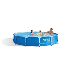 Intex 28211EH 12-foot X 30-inch Metal Frame Round 6 Person Outdoor Above Ground Swimming Pool With GFCI Filter Pump And Pool Cover
