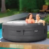Intex Simple Spa 4 Person Outdoor Portable Inflatable Round Heated Hot Tub Spa With 100 Bubble Jets, Filter Pump And Cover, Gray