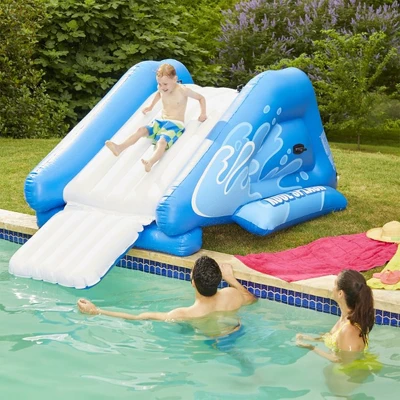 Intex Kool Splash Inflatable Play Center Swimming Pool Water Slide, Blue, And Inflatable 8.5'x5.75' Swim Center Family Pool For 2-3 Kids, Blue & White - Image 4