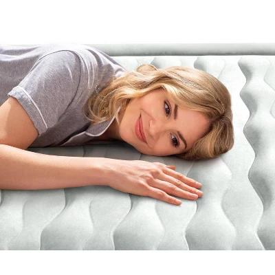 Intex 18" Pillow Top Air Mattress With Electric Pump And Headboard - Queen Size - Image 7