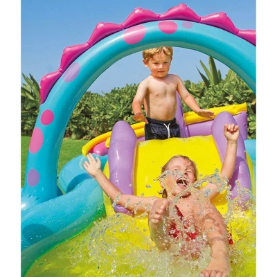Intex Dinoland Backyard Kiddie Inflatable Swimming Pool And Inflatable Ocean Play Center Pool With Slides, Water Sprayers, Toys, And Games - Image 3