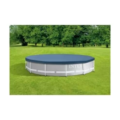 Intex 28031E 12 Foot Round Frame Set Easy Above Ground Swimming Pool Debris Cover With Tie-Down Ropes And Drain Holes, (Pool Sold Separately)