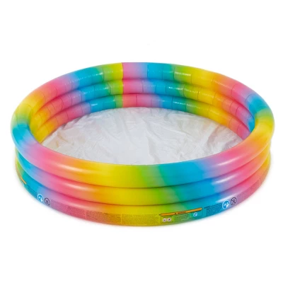 Intex 58449EP Rainbow Ombre 3 Ring Circular Inflatable Outdoor Swimming Pool With For Kids Ages 2 Years Or Older - Image 5
