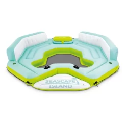 Intex Seascape Island Inflatable Ultimate Water Hangout Lounge With Built In Cooler Area, Cup Holder, And Oversized Backrests