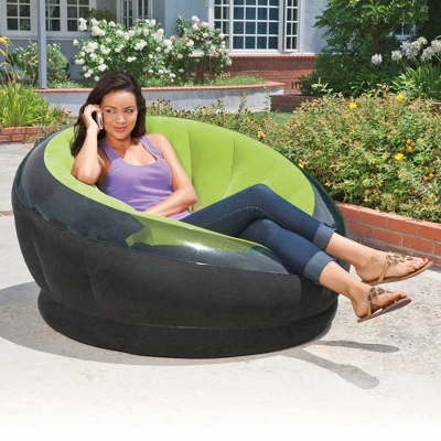 Intex Empire Lime Green Inflatable Blow Up Lounge Dorm Camping Chair & Air Pump - Image 4