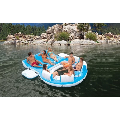 Intex Island Pool Lake Raft Lounger W/ Inflatable 72 Can Beverage Cooler Float - Image 2
