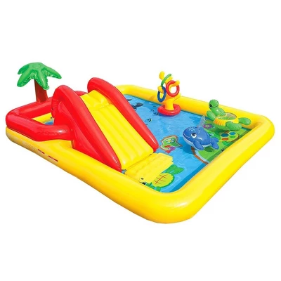 Intex Dinoland Backyard Kiddie Inflatable Swimming Pool And Inflatable Ocean Play Center Pool With Slides, Water Sprayers, Toys, And Games - Image 2
