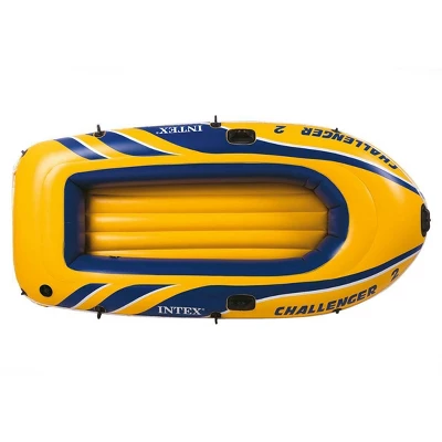 Intex Challenger 2 Inflatable 2 Person Floating Boat Raft Set With 2 48-Inch Oars, Oar Locks, Grab Handles And High-Output Hand Air Pump - Image 2