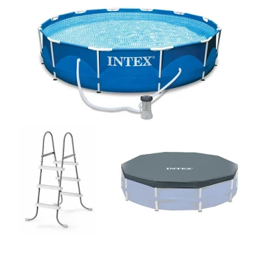 Intex 28031E 12 Foot Round Frame Set Easy Above Ground Swimming Pool Debris Cover With Tie-Down Ropes And Drain Holes, (Pool Sold Separately) - Image 4