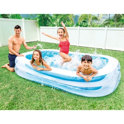 Intex Inflatable 8.5' X 5.75' Swim Center Family Pool For 2-3 Kids, Blue & White - Image 3