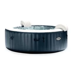 Intex 28431EP PureSpa Plus Portable Inflatable Hot Tub Bubble Jet Spa, 85" X 28" & Slip Resistant Inflatable Hot Tub Seat Spa Accessory (2 Pack)