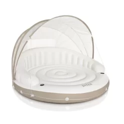 Intex Inflatable Canopy Island Float Lounge + AC Electric Air Pump W/ 3 Nozzles